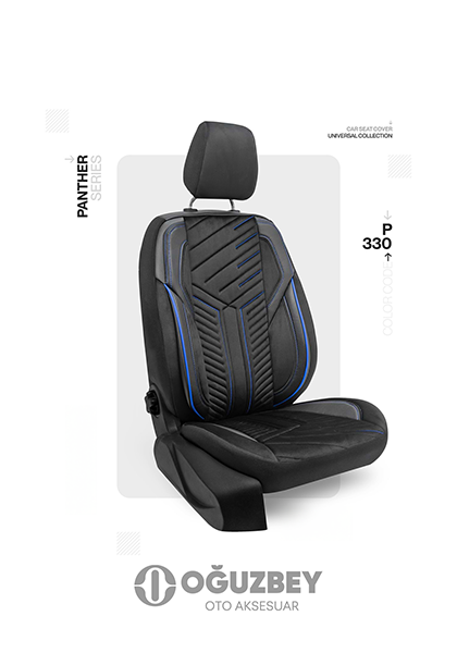 Oto Kılıf ( Orjinal ) ( Panter ) - P-330-SİYAH-MAVİ İp