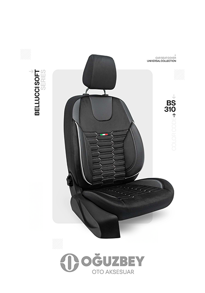 Oto Kılıf ( BabyFace) ( Bellucci Soft ) Ticari 2+1 - BS-310-SİYAH-BEYAZ İp