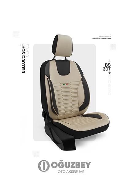 Oto Kılıf ( BabyFace) ( Bellucci Soft ) Ticari 2+1 - BS-307-SİYAH-KREM