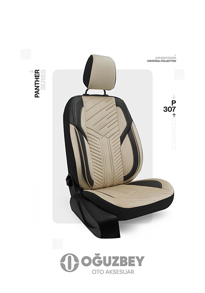 Oto Kılıf ( Orjinal ) ( Panter ) - P-307-KREM-SİYAH