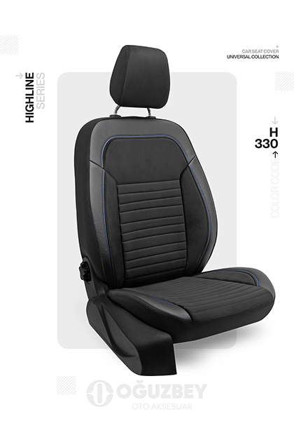 Oto Kılıf ( Highline ) - H-330-BabyFace SİYAH - MAVİ İp