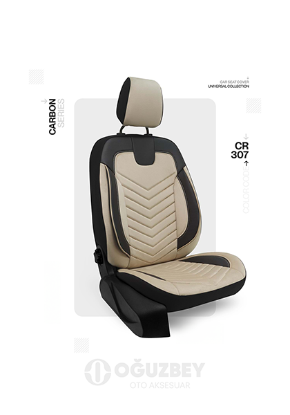 Oto Kılıf ( Carbon  Standart ) - CR-307-Krem / Siyah