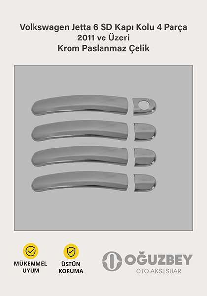 Volkswagen Jetta 6 SD Kapı Kolu 4 Parça 2011 ve Üzeri Krom Paslanmaz Çelik