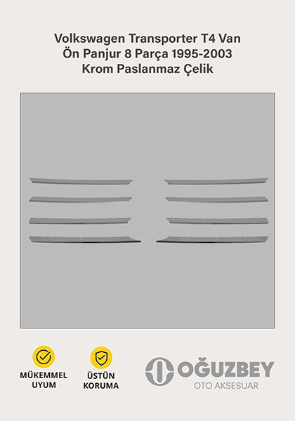 Volkswagen Transporter T4 Van Ön Panjur 8 Parça 1995-2003 Krom Paslanmaz Çelik
