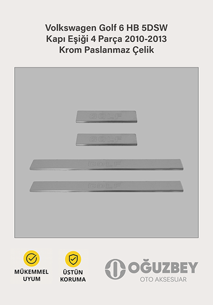 Volkswagen Golf 6 HB 5DSW Kapı Eşiği 4 Parça 2010-2013 Krom Paslanmaz Çelik