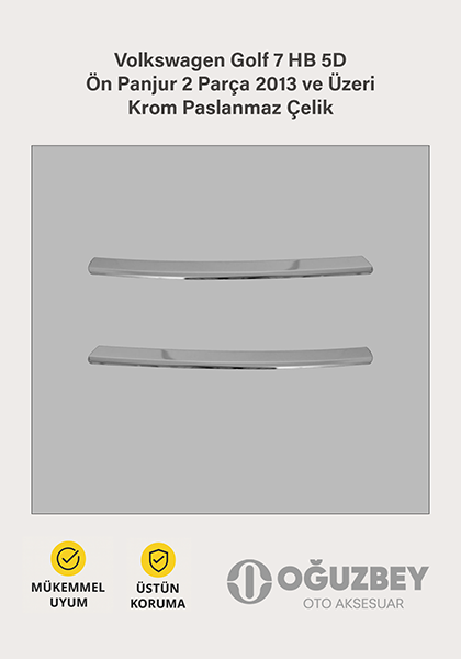 Volkswagen Golf 7 HB 5D Ön Panjur 2 Parça 2013 ve Üzeri Krom Paslanmaz Çelik