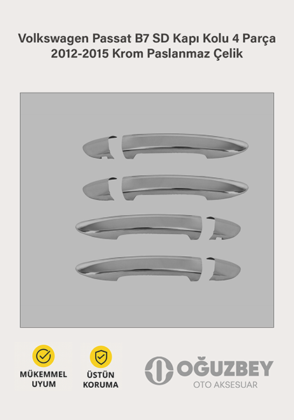 Volkswagen Passat B7 SD Kapı Kolu 4 Parça 2012-2015 Krom Paslanmaz Çelik