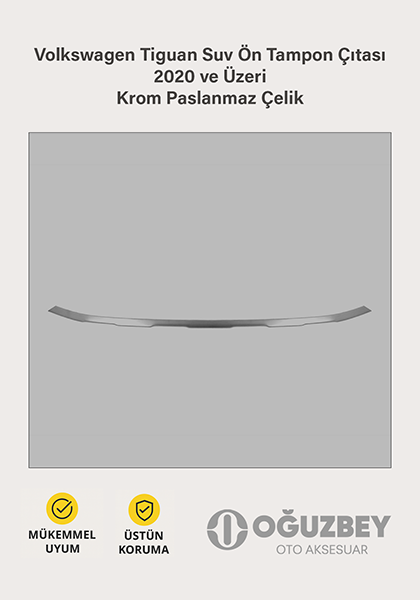 Volkswagen Tiguan Suv Ön Tampon Çıtası 2020 ve Üzeri Krom Paslanmaz Çelik