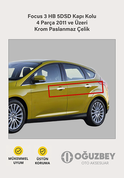 Focus 3 HB 5DSD Kapı Kolu 4 Parça 2011 ve Üzeri Krom Paslanmaz Çelik