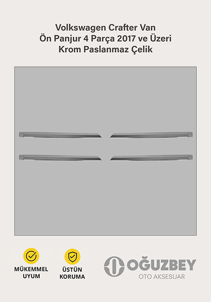 Volkswagen Crafter Van Ön Panjur 4 Parça 2017 ve Üzeri Krom Paslanmaz Çelik