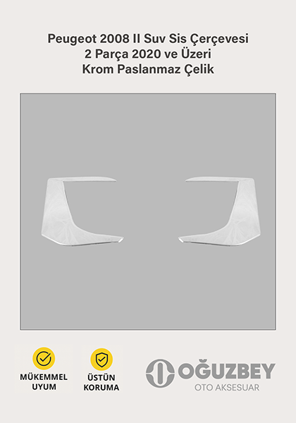 Peugeot 2008 II Suv Sis Çerçevesi 2 Parça 2020 ve Üzeri Krom Paslanmaz Çelik