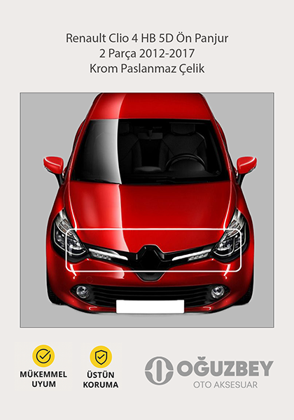 Renault Clio 4 HB 5D Ön Panjur 2 Parça 2012-2017 Krom Paslanmaz Çelik