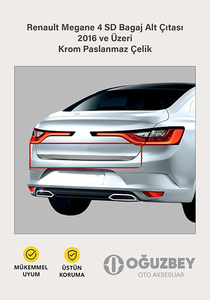 Renault Megane 4 SD Bagaj Alt Çıtası 2016 ve Üzeri Krom Paslanmaz Çelik