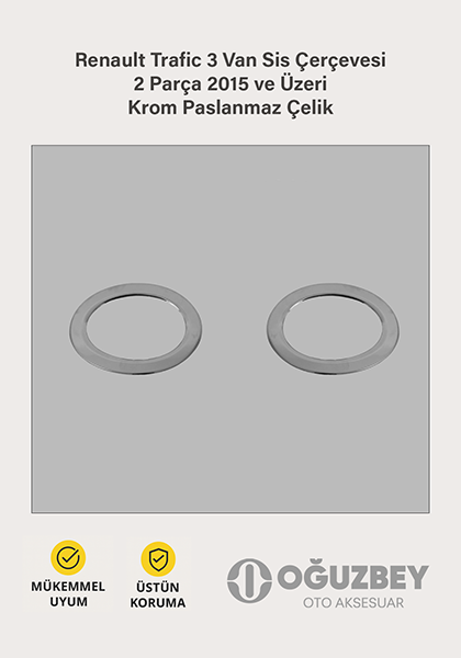 Renault Trafic 3 Van Sis Çerçevesi 2 Parça 2015 ve Üzeri Krom Paslanmaz Çelik