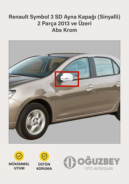 Renault Symbol 3 SD Ayna Kapağı (Sinyalli) 2 Parça 2013 ve Üzeri Abs Krom