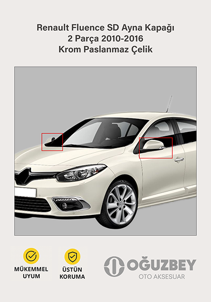 Renault Fluence SD Ayna Kapağı 2 Parça 2010-2016 Krom Paslanmaz Çelik