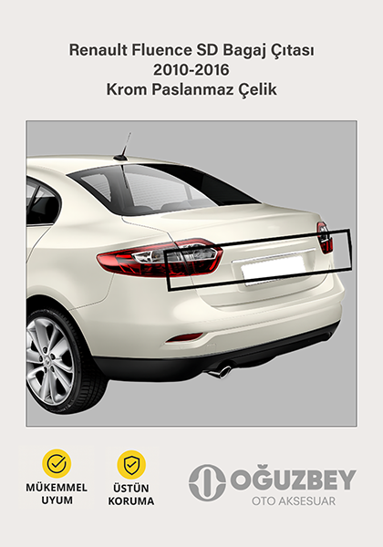 Renault Fluence SD Bagaj Çıtası 2010-2016 Krom Paslanmaz Çelik