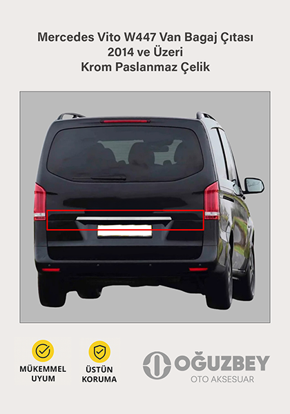 Mercedes Vito W447 Van Bagaj Çıtası 2014 ve Üzeri Krom Paslanmaz Çelik