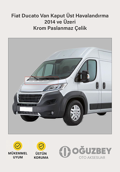 Fiat Ducato Van Kaput Üst Havalandırma 2014 ve Üzeri Krom Paslanmaz Çelik