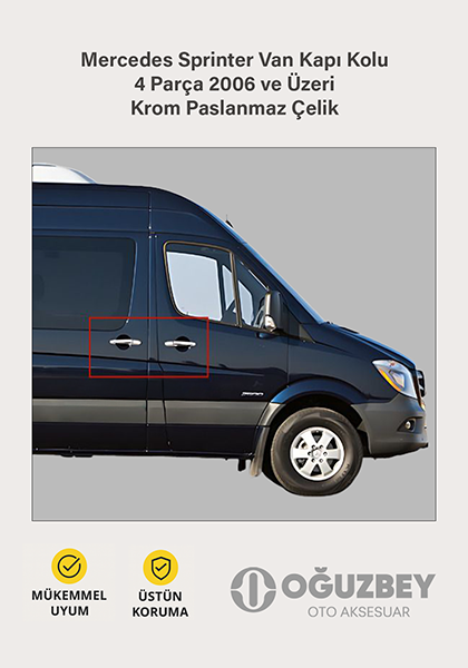 Mercedes Sprinter Van Kapı Kolu 4 Parça 2006 ve Üzeri Krom Paslanmaz Çelik