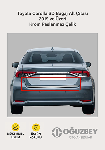 Toyota Corolla SD Bagaj Alt Çıtası 2019 ve Üzeri Krom Paslanmaz Çelik