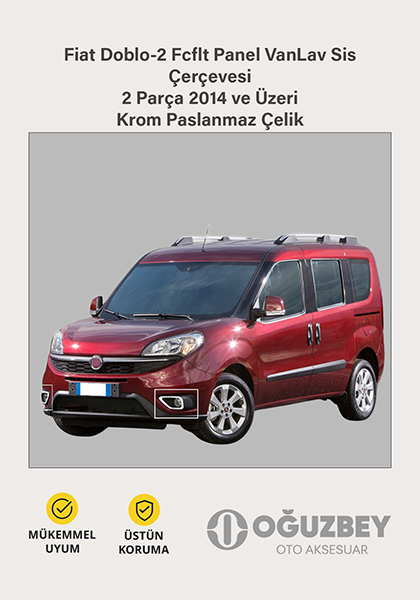 Fiat Doblo-2 Fcflt Panel VanLav Sis Çerçevesi 2 Parça 2014 ve Üzeri Krom Paslanmaz Çelik