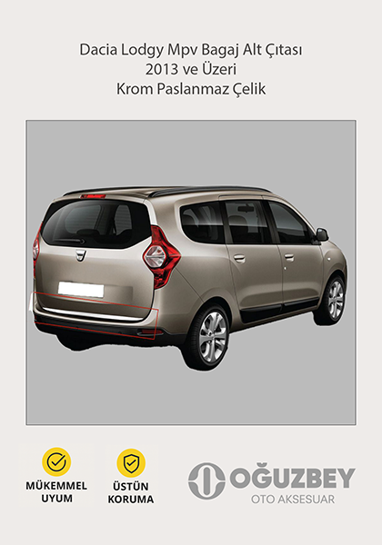 Dacia Lodgy Mpv Bagaj Alt Çıtası 2013 ve Üzeri Krom Paslanmaz Çelik