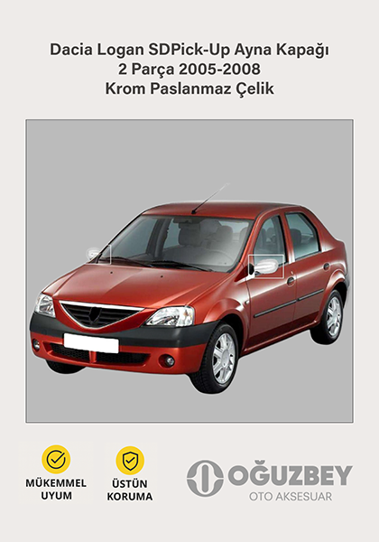 Dacia Logan SDPick-Up Ayna Kapağı 2 Parça 2005-2008 Krom Paslanmaz Çelik