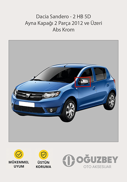 Dacia Sandero - 2 HB 5D Ayna Kapağı 2 Parça 2012 ve Üzeri Abs Krom